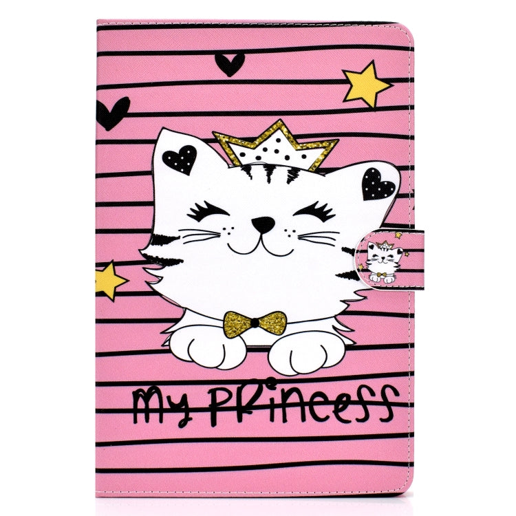 For 10 inch Universal Colored Drawing Pattern Horizontal Flip PU Leather Case with Holder & Card Slots(Crown Cat) - free shipping - PMC TechLife - Order now!