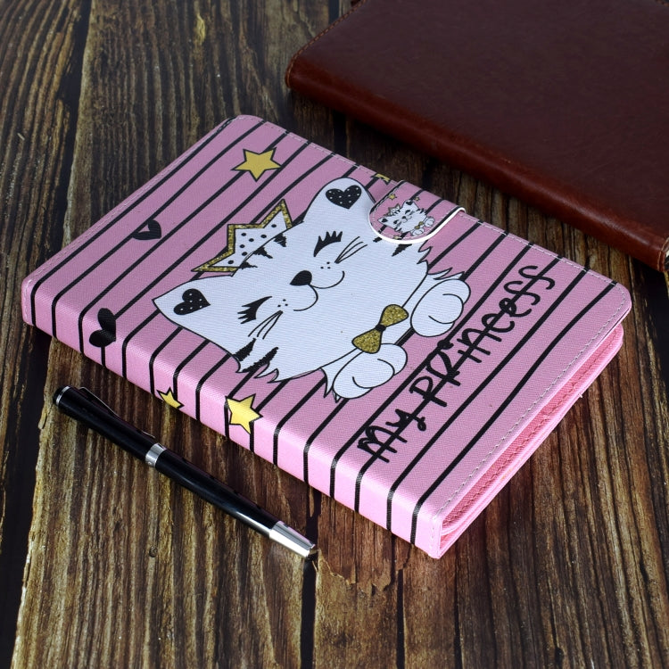 For 10 inch Universal Colored Drawing Pattern Horizontal Flip PU Leather Case with Holder & Card Slots(Crown Cat) - free shipping - PMC TechLife - Order now!