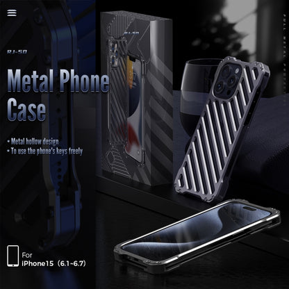 For iPhone 16 Plus R-JUST RJ-50 Hollow Breathable Armor Metal Phone Case(Space Grey) - iPhone 16 Plus Cases by R-JUST | Online Shopping South Africa | PMC Jewellery | Buy Now Pay Later Mobicred