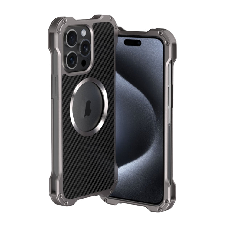 For iPhone 15 Pro R-JUST RJ51 Hollow Metal Phone Protective Case(Space Grey) - iPhone 15 Pro Cases by R-JUST | Online Shopping South Africa | PMC Jewellery