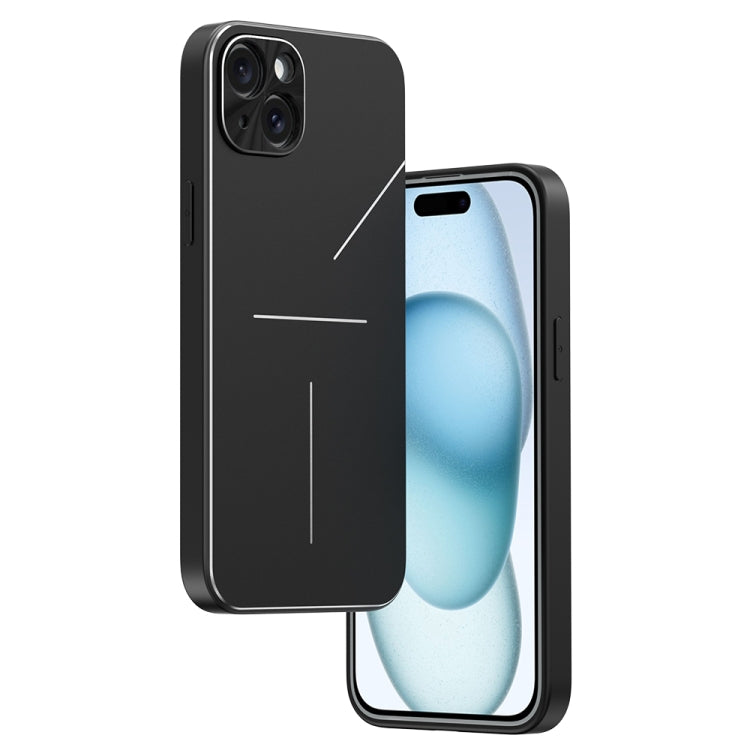 For iPhone 15 Plus R-JUST RJ52 3-Line Style Metal TPU Shockproof Phone Case(Black) - iPhone 15 Plus Cases by R-JUST | Online Shopping South Africa | PMC Jewellery | Buy Now Pay Later Mobicred