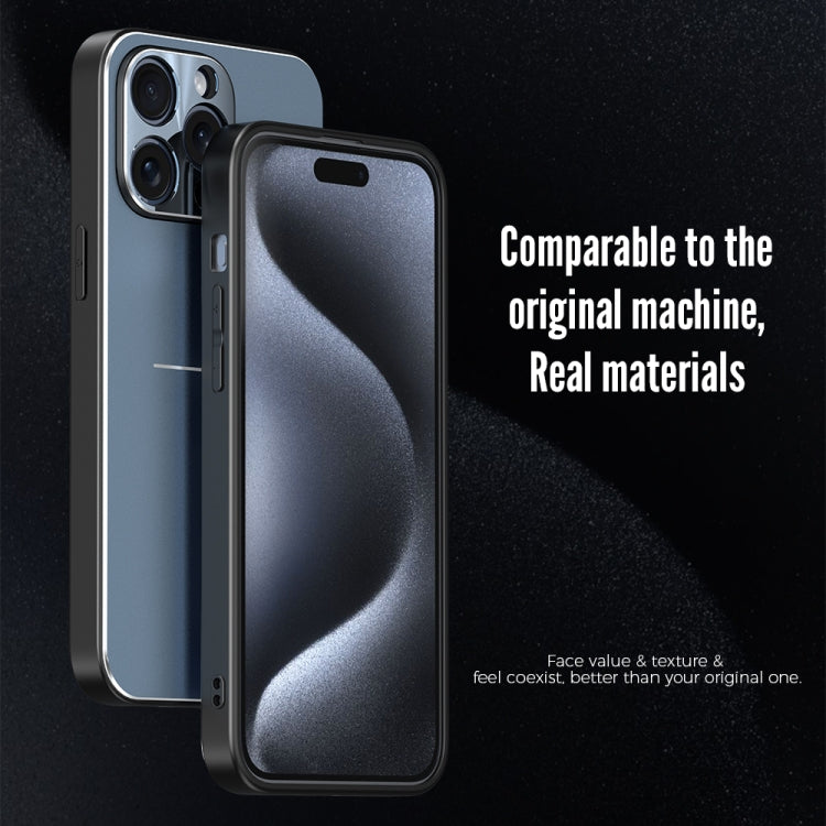 For iPhone 15 Plus R-JUST RJ52 3-Line Style Metal TPU Shockproof Phone Case(Black) - free shipping - PMC TechLife - Order now!