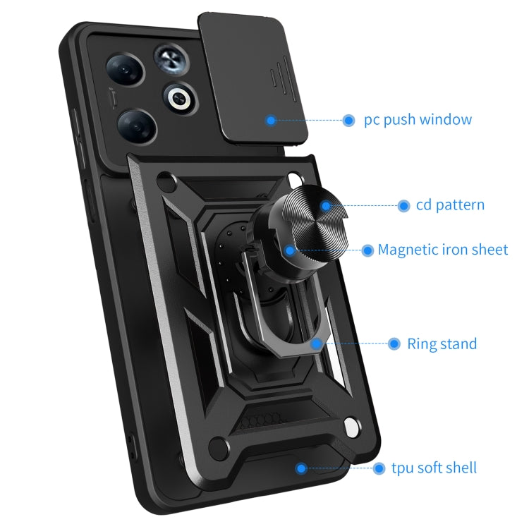 For Infinix Smart 8 Plus / 8 Pro Sliding Camera Cover Design TPU+PC Phone Case(Black) - Infinix Cases by PMC TechLife | Online Shopping South Africa | PMC TechLife | Buy Now Pay Later Mobicred