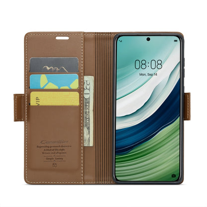 For Huawei Mate 60 CaseMe 023 Butterfly Buckle Litchi Texture RFID Anti-theft Leather Phone Case(Brown) - Huawei Cases by CaseMe | Online Shopping South Africa | PMC Jewellery | Buy Now Pay Later Mobicred