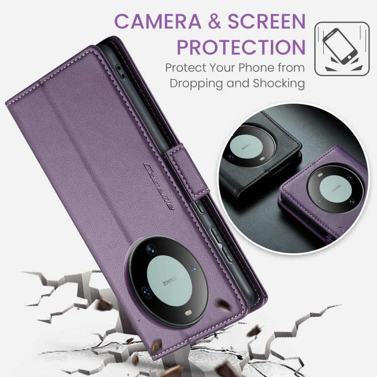 For Huawei Mate 60 CaseMe 023 Butterfly Buckle Litchi Texture RFID Anti-theft Leather Phone Case(Pearly Purple) - Huawei Cases by CaseMe | Online Shopping South Africa | PMC Jewellery | Buy Now Pay Later Mobicred