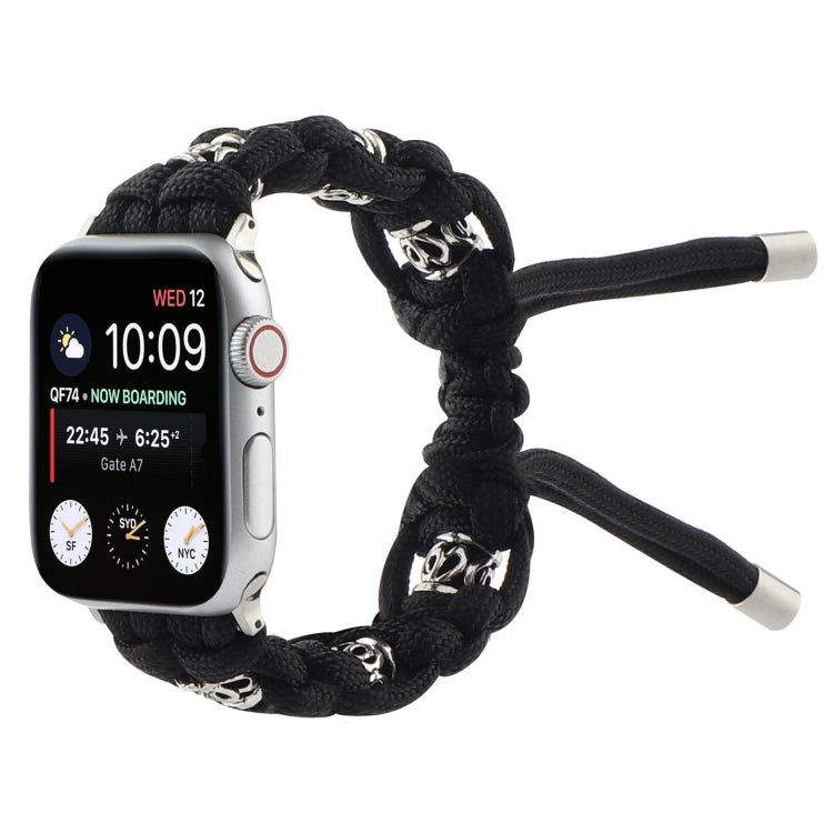 For Apple Watch 38mm Silk Silver Beads Braided Watch Band(Black) - free shipping - PMC TechLife - Order now!