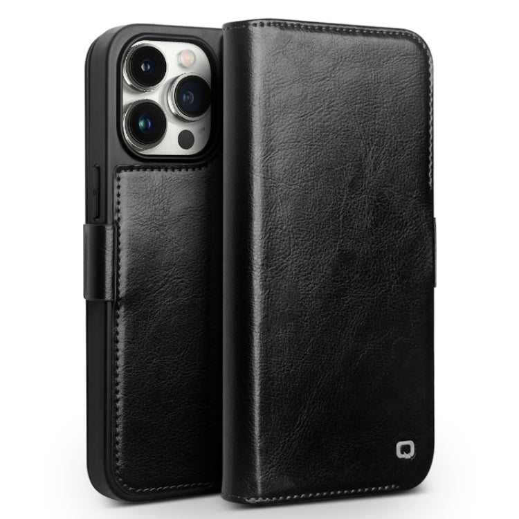 For iPhone 15 Pro Max QIALINO Classic 103 Buckle Genuine Leather Phone Case(Black) - free shipping - PMC TechLife - Order now!