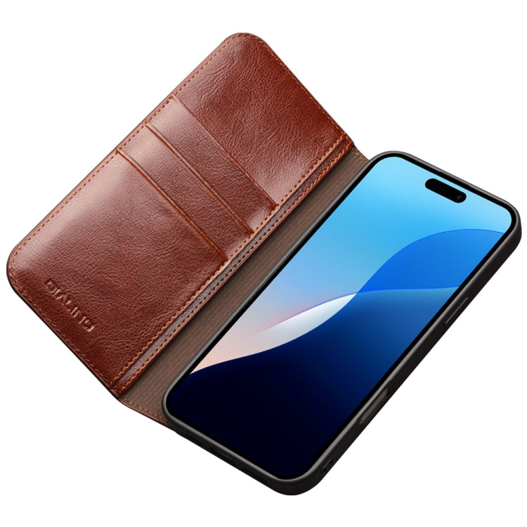 For iPhone 16 QIALINO Classic Genuine Leather Phone Case(Brown) - iPhone 16 Cases by QIALINO | Online Shopping South Africa | PMC Jewellery | Buy Now Pay Later Mobicred