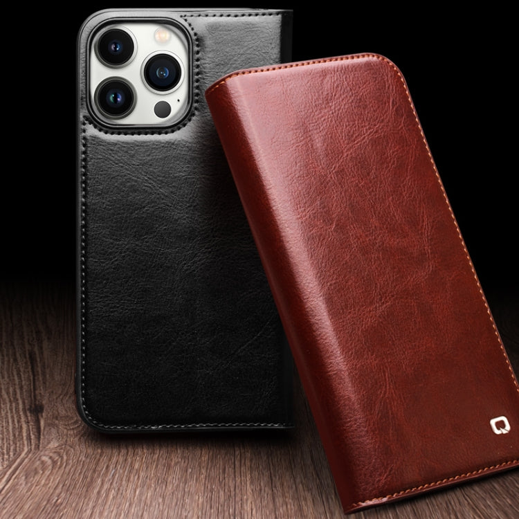 For iPhone 16 QIALINO Classic Genuine Leather Phone Case(Black) - free shipping - PMC Jewellery - Order now!