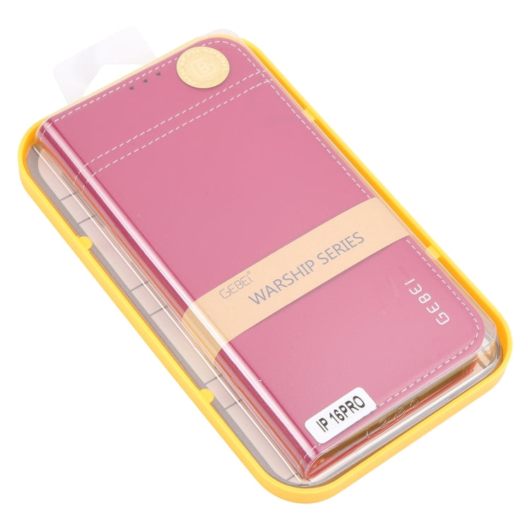 For iPhone 16 Pro GEBEI Top-grain Horizontal Flip Leather Phone Case(Rose Red) - iPhone 16 Pro Cases by GEBEI | Online Shopping South Africa | PMC Jewellery | Buy Now Pay Later Mobicred