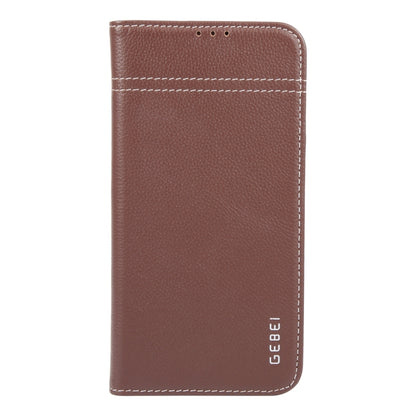 For iPhone 16 Pro Max GEBEI Top-grain Horizontal Flip Leather Phone Case(Brown) - iPhone 16 Pro Max Cases by GEBEI | Online Shopping South Africa | PMC Jewellery | Buy Now Pay Later Mobicred