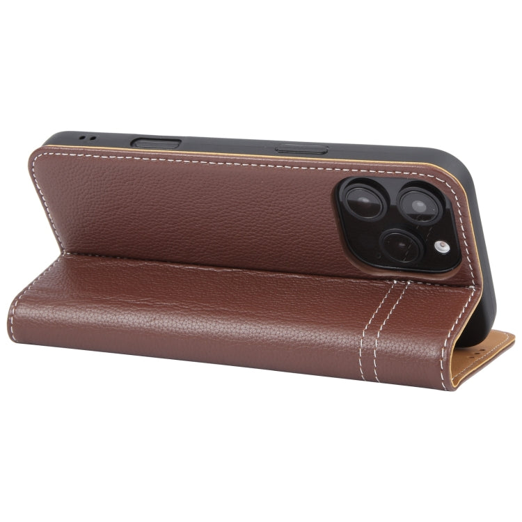 For iPhone 16 Pro Max GEBEI Top-grain Horizontal Flip Leather Phone Case(Brown) - iPhone 16 Pro Max Cases by GEBEI | Online Shopping South Africa | PMC Jewellery | Buy Now Pay Later Mobicred