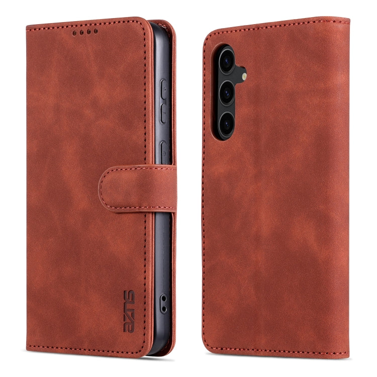 For Samsung Galaxy S24 5G AZNS Skin Feel Calf Texture Flip Leather Phone Case(Brown) - Galaxy S24 5G Cases by AZNS | Online Shopping South Africa | PMC Jewellery | Buy Now Pay Later Mobicred