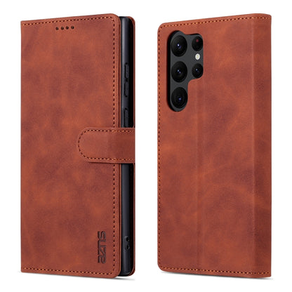 For Samsung Galaxy S24 Ultra 5G AZNS Skin Feel Calf Texture Flip Leather Phone Case(Brown) - Galaxy S24 Ultra 5G Cases by AZNS | Online Shopping South Africa | PMC Jewellery | Buy Now Pay Later Mobicred