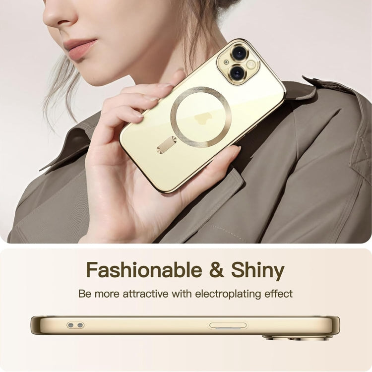 For iPhone 14 Plus Transparent Electroplated Magsafe Magnetic TPU Phone Case(Gold) - free shipping - PMC TechLife - Order now!