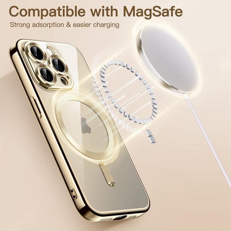 For iPhone 14 Pro Magsafe Magnetic Transparent Electroplated TPU Phone Case(Gold) - iPhone 14 Pro Cases by PMC TechLife | Online Shopping South Africa | PMC TechLife