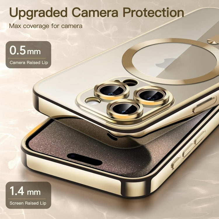For iPhone 14 Pro Max Magsafe Magnetic Transparent Electroplated TPU Phone Case(Gold) - iPhone 14 Pro Max Cases by PMC TechLife | Online Shopping South Africa | PMC TechLife