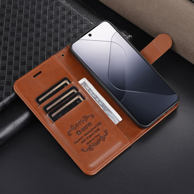 For Xiaomi 14 Pro AZNS Sheepskin Texture Flip Leather Phone Case(Brown) - 14 Pro Cases by AZNS | Online Shopping South Africa | PMC TechLife | Buy Now Pay Later Mobicred