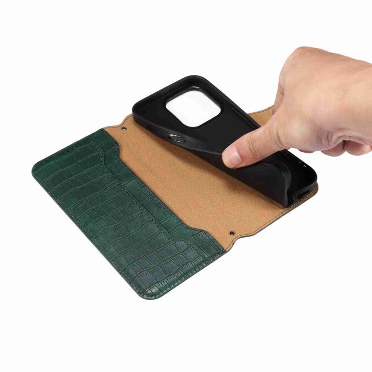 For iPhone 15 Pro Max Denior Crocodile Texture Oil Edge Leather Phone Case(Brown) - free shipping - PMC Jewellery - Order now!