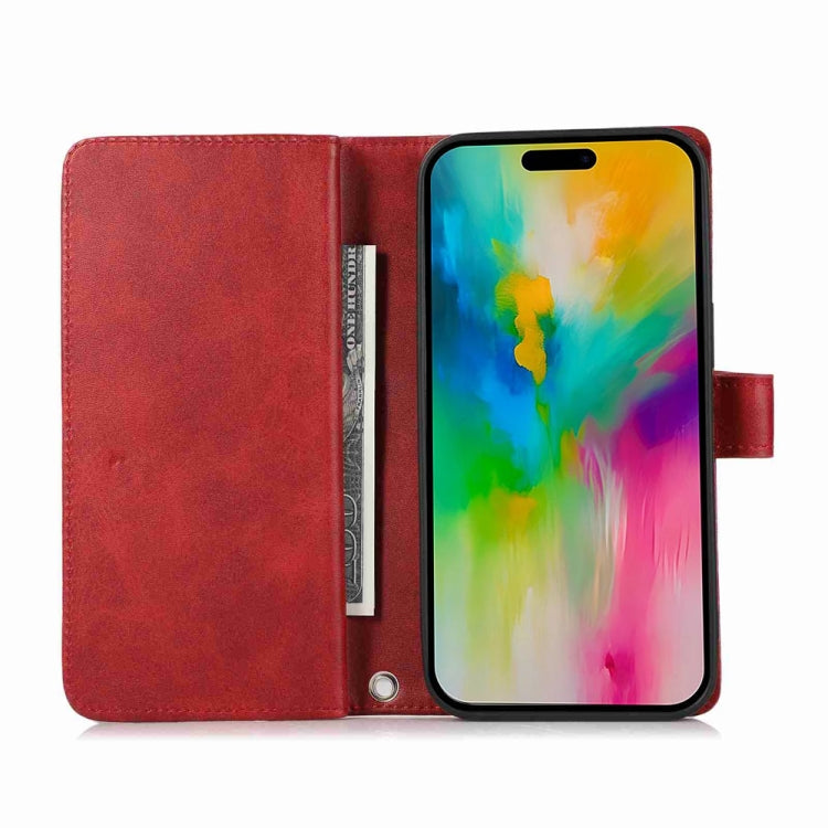 For iPhone 16 Pro Wristband Card Slot Leather Phone Case(Red) - iPhone 16 Pro Cases by PMC Jewellery | Online Shopping South Africa | PMC Jewellery | Buy Now Pay Later Mobicred