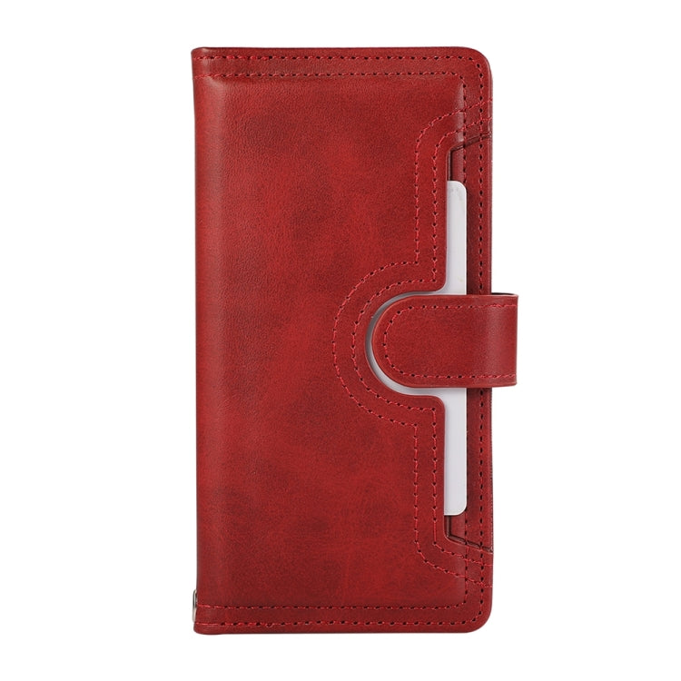 For iPhone 16 Wristband Card Slot Leather Phone Case(Red) - iPhone 16 Cases by PMC Jewellery | Online Shopping South Africa | PMC Jewellery | Buy Now Pay Later Mobicred