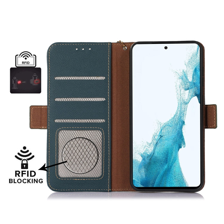 For Huawei Mate 60 Side-Magnetic TJ Genuine Leather RFID Phone Case(Green) - Huawei Cases by PMC TechLife | Online Shopping South Africa | PMC TechLife | Buy Now Pay Later Mobicred