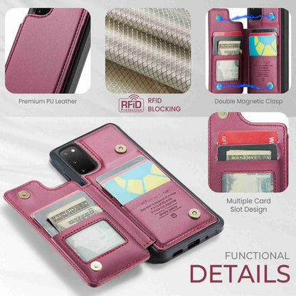 For Samsung Galaxy S20 FE CaseMe C22 Card Slots Holder RFID Anti-theft Phone Case(Wine Red) - Galaxy S20 FE Cases by CaseMe | Online Shopping South Africa | PMC Jewellery | Buy Now Pay Later Mobicred