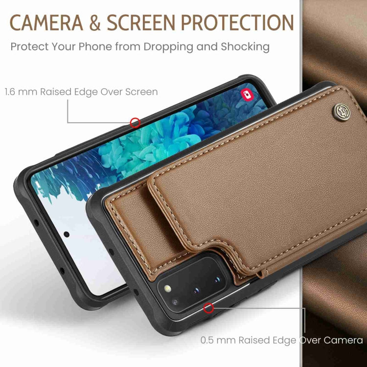 For Samsung Galaxy S20 FE CaseMe C22 Card Slots Holder RFID Anti-theft Phone Case(Brown) - Galaxy S20 FE Cases by CaseMe | Online Shopping South Africa | PMC Jewellery | Buy Now Pay Later Mobicred