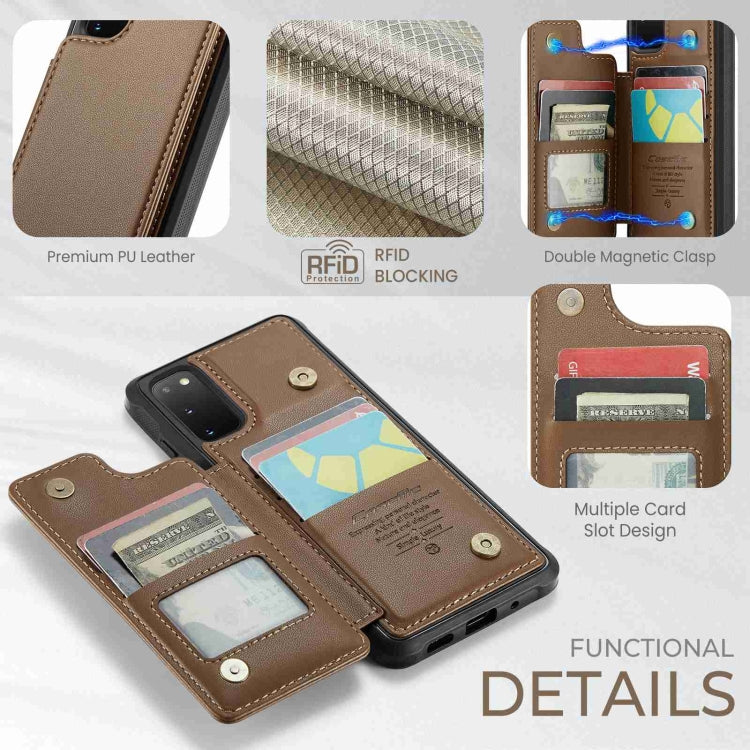 For Samsung Galaxy S20 FE CaseMe C22 Card Slots Holder RFID Anti-theft Phone Case(Brown) - Galaxy S20 FE Cases by CaseMe | Online Shopping South Africa | PMC Jewellery | Buy Now Pay Later Mobicred