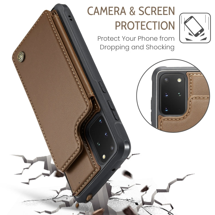 For Samsung Galaxy S20+ CaseMe C22 Card Slots Holder RFID Anti-theft Phone Case(Brown) - Galaxy Phone Cases by CaseMe | Online Shopping South Africa | PMC Jewellery | Buy Now Pay Later Mobicred