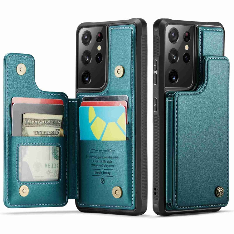 For Samsung Galaxy S21 Ultra 5G CaseMe C22 Card Slots Holder RFID Anti-theft Phone Case(Blue Green) - Galaxy S21 Ultra 5G Cases by CaseMe | Online Shopping South Africa | PMC Jewellery | Buy Now Pay Later Mobicred