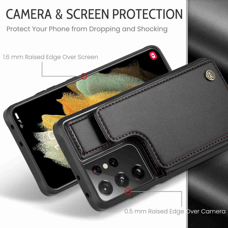 For Samsung Galaxy S21 Ultra 5G CaseMe C22 Card Slots Holder RFID Anti-theft Phone Case(Black) - Galaxy S21 Ultra 5G Cases by CaseMe | Online Shopping South Africa | PMC Jewellery | Buy Now Pay Later Mobicred