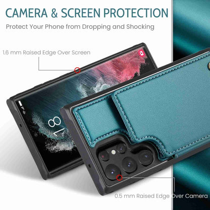 For Samsung Galaxy S22 Ultra 5G CaseMe C22 Card Slots Holder RFID Anti-theft Phone Case(Blue Green) - Galaxy S22 Ultra 5G Cases by CaseMe | Online Shopping South Africa | PMC Jewellery | Buy Now Pay Later Mobicred