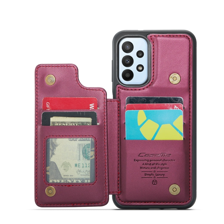 For Samsung Galaxy A23 CaseMe C22 Card Slots Holder RFID Anti-theft Phone Case(Wine Red) - Galaxy Phone Cases by CaseMe | Online Shopping South Africa | PMC Jewellery | Buy Now Pay Later Mobicred