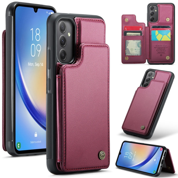 For Samsung Galaxy A34 5G CaseMe C22 Card Slots Holder RFID Anti-theft Phone Case(Wine Red) - Galaxy Phone Cases by CaseMe | Online Shopping South Africa | PMC Jewellery | Buy Now Pay Later Mobicred