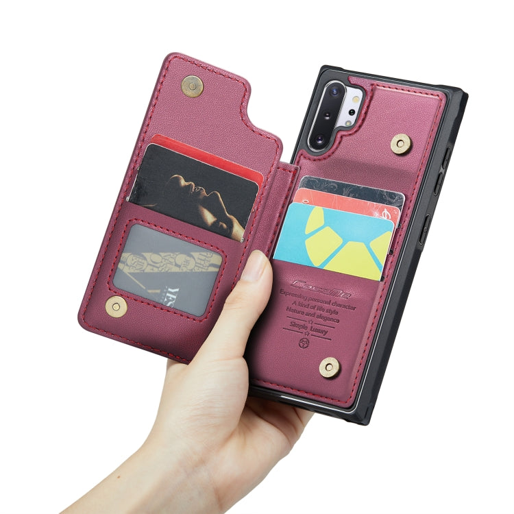 For Samsung Galaxy Note10+ 5G CaseMe C22 Card Slots Holder RFID Anti-theft Phone Case(Wine Red) - Galaxy Phone Cases by CaseMe | Online Shopping South Africa | PMC Jewellery | Buy Now Pay Later Mobicred