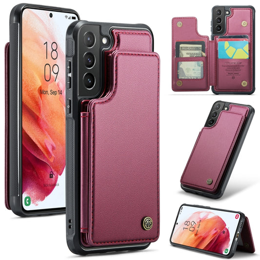 For Samsung Galaxy S21+ 5G CaseMe C22 Card Slots Holder RFID Anti-theft Phone Case(Wine Red) - Galaxy S21+ 5G Cases by CaseMe | Online Shopping South Africa | PMC Jewellery | Buy Now Pay Later Mobicred