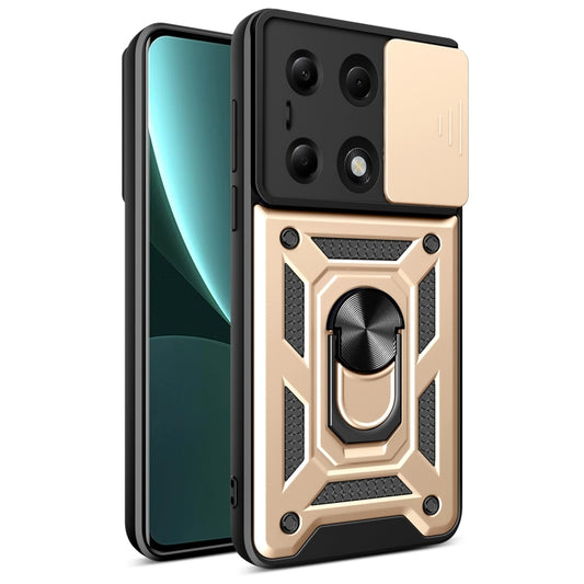 For Xiaomi Redmi Note 13 Pro 4G Global Sliding Camera Cover Design TPU Hybrid PC Phone Case(Gold) - Note 13 Pro Cases by PMC Jewellery | Online Shopping South Africa | PMC Jewellery | Buy Now Pay Later Mobicred