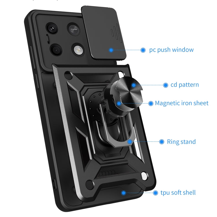 For Xiaomi Redmi Note 13 5G Sliding Camera Cover Design TPU Hybrid PC Phone Case(Silver) - Note 13 Cases by PMC TechLife | Online Shopping South Africa | PMC TechLife | Buy Now Pay Later Mobicred