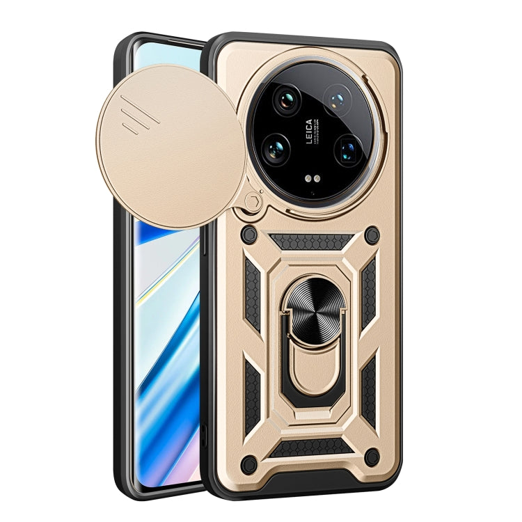 For Xiaomi 14 Ultra Sliding Camera Cover Design TPU Hybrid PC Phone Case(Gold) - 14 Ultra Cases by PMC Jewellery | Online Shopping South Africa | PMC Jewellery | Buy Now Pay Later Mobicred