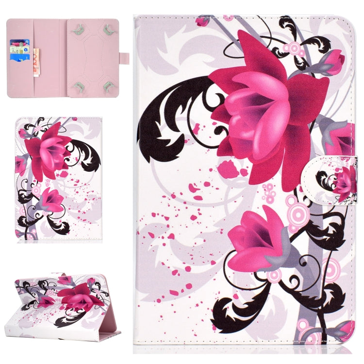 For 10 inch Universal Tablet PC Colored Drawing Pattern Horizontal Flip PU Leather Case with Holder & Card Slot(Flowers) - 7 inch by PMC TechLife | Online Shopping South Africa | PMC TechLife | Buy Now Pay Later Mobicred