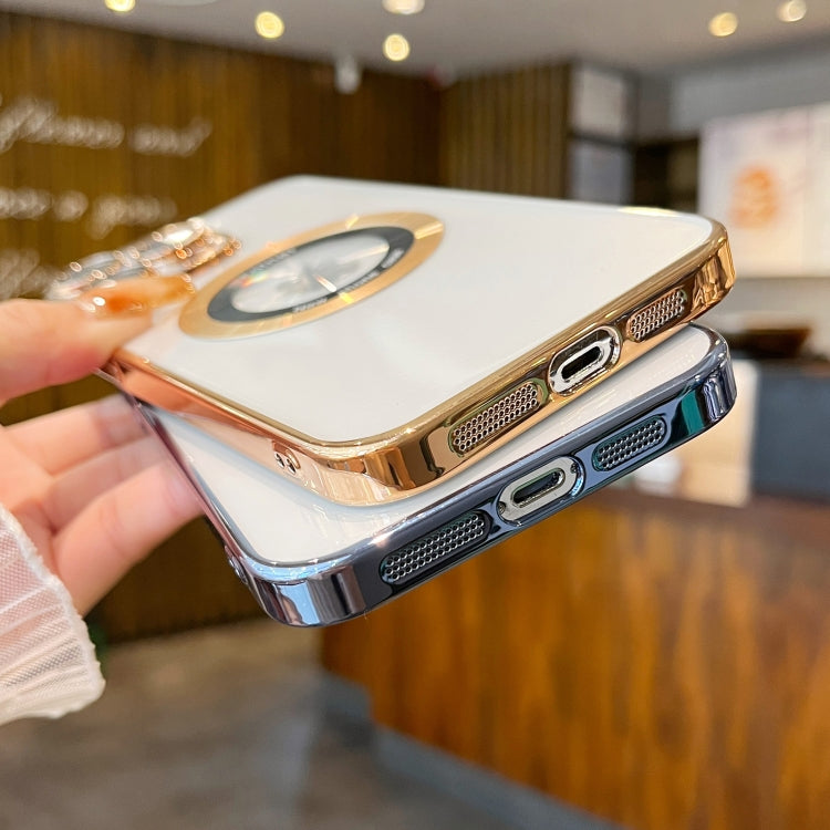 For iPhone 15 Transparent Electroplated PC MagSafe Phone Case(Wine Red) - iPhone 15 Cases by PMC TechLife | Online Shopping South Africa | PMC TechLife