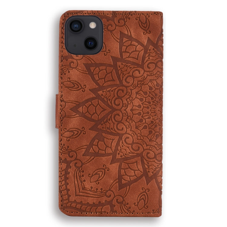 For iPhone 16 Pro Mandala Embossed Dual-Fold Calf Leather Phone Case(Brown) - iPhone 16 Pro Cases by PMC Jewellery | Online Shopping South Africa | PMC Jewellery | Buy Now Pay Later Mobicred