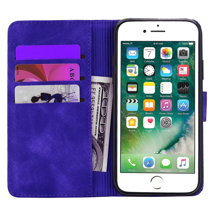 For iPhone 16e Mandala Embossed Dual-Fold Calf Leather Phone Case(Purple) - iPhone 16e Cases by PMC TechLife | Online Shopping South Africa | PMC TechLife | Buy Now Pay Later Mobicred