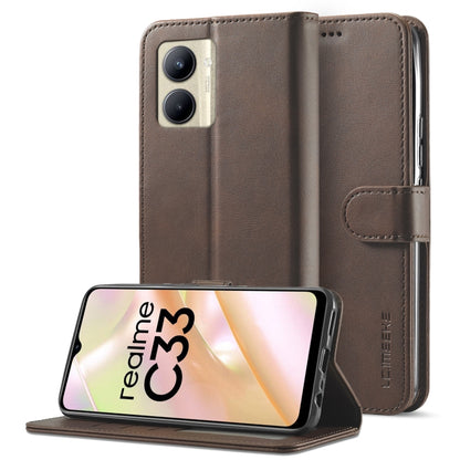 For Realme C33 2022 / C33 2023 LC.IMEEKE Calf Texture Horizontal Flip Leather Case(Brown) - Realme Cases by LC.IMEEKE | Online Shopping South Africa | PMC Jewellery | Buy Now Pay Later Mobicred