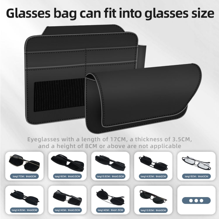 3073 Napa Texture Leather Car Removable Glasses Storage Bag(Grey) - Sunglasses & Glasses Clips by PMC TechLife | Online Shopping South Africa | PMC TechLife | Buy Now Pay Later Mobicred