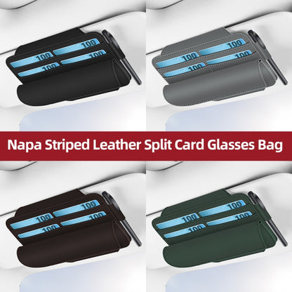 3073 Napa Texture Leather Car Removable Glasses Storage Bag(Green) - Sunglasses & Glasses Clips by PMC Jewellery | Online Shopping South Africa | PMC Jewellery | Buy Now Pay Later Mobicred