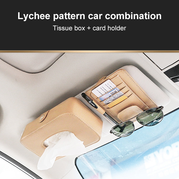 Car Litchi Texture Hanging Tissue Box Sun Visor Card Storage Clip(Brown) - Sunglasses & Glasses Clips by PMC Jewellery | Online Shopping South Africa | PMC Jewellery | Buy Now Pay Later Mobicred