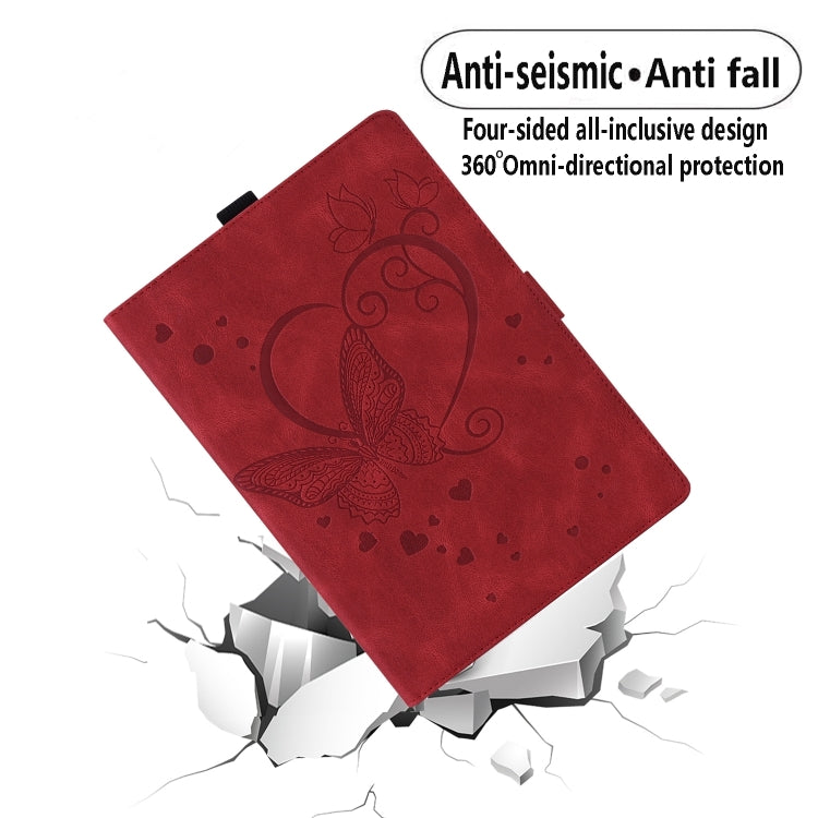 For Samsung Galaxy Tab S9 FE Love Butterfly Embossed Leather Tablet Case(Red) - free shipping - PMC Jewellery - Order now!