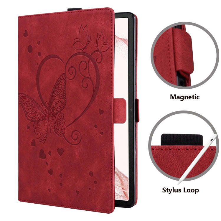 For Samsung Galaxy Tab S9 FE Love Butterfly Embossed Leather Tablet Case(Red) - free shipping - PMC Jewellery - Order now!